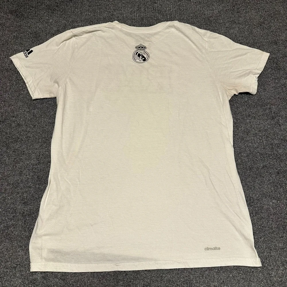 Adidas Real Madrid RM Climalite Performance Graphic T-Shirt Mens Large White